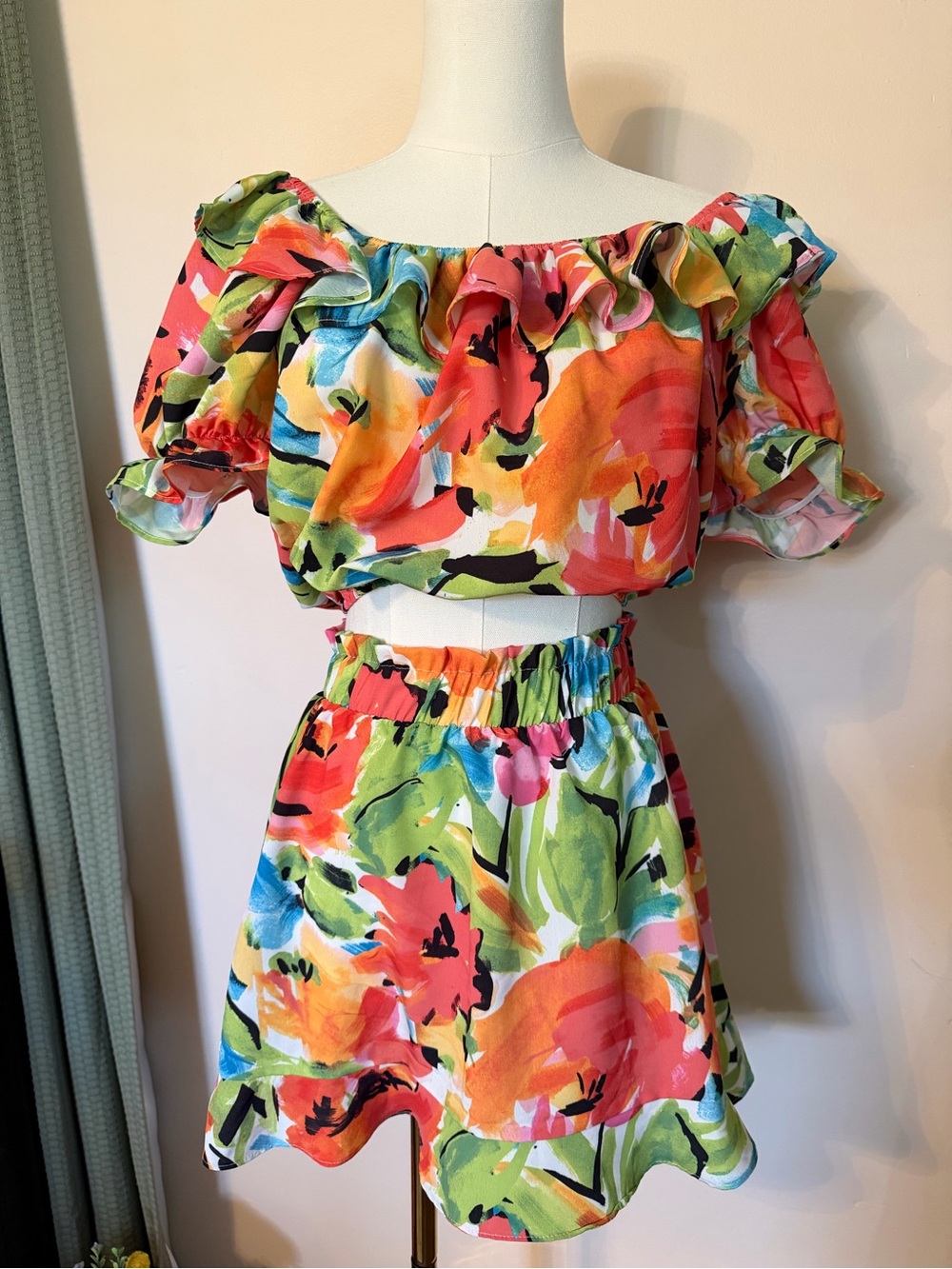 Show Me Your MUMU - Mimosa Blooms Two-Piece Off-Shoulder Crop Top & Skirt